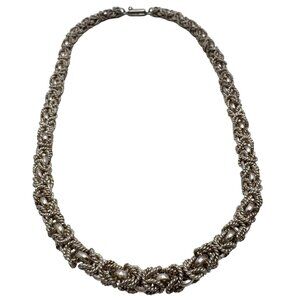 Vintage Mexican 925 Sterling Silver Byzantine Link Chain Necklace 18"